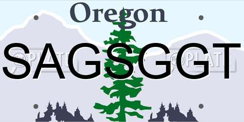 SAGSGGT Oregon License Plate