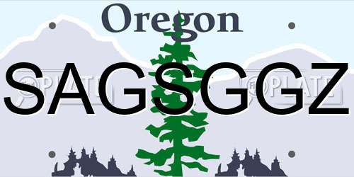 SAGSGGZ Oregon License Plate