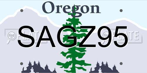 SAGZ95 Oregon License Plate