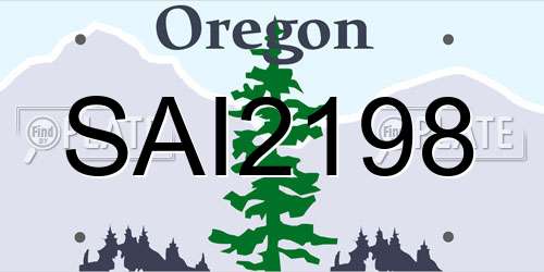 SAI2198 Oregon License Plate