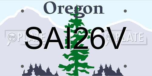 SAI26V Oregon License Plate