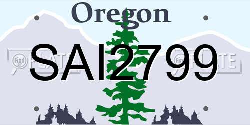 SAI2799 Oregon License Plate