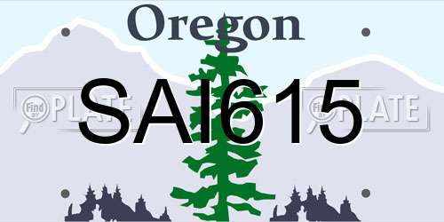 SAI615 Oregon License Plate