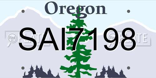 SAI7198 Oregon License Plate