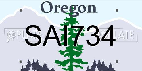 SAI734 Oregon License Plate