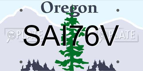 SAI76V Oregon License Plate