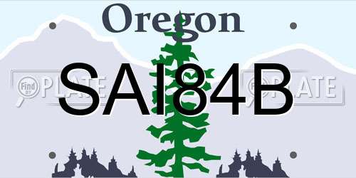 SAI84B Oregon License Plate