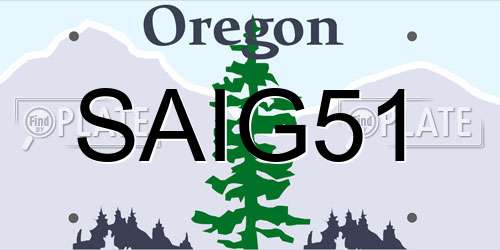 SAIG51 Oregon License Plate