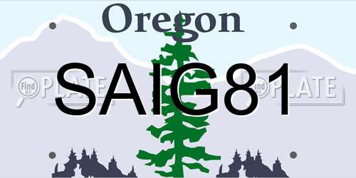 SAIG81 Oregon License Plate