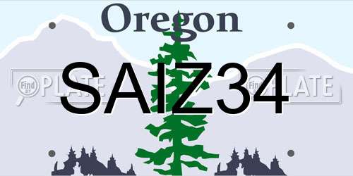 SAIZ34 Oregon License Plate