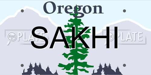 SAKHI Oregon License Plate