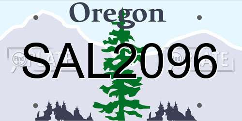 SAL2096 Oregon License Plate