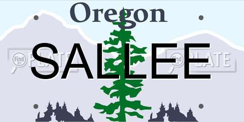 SALLEE Oregon License Plate