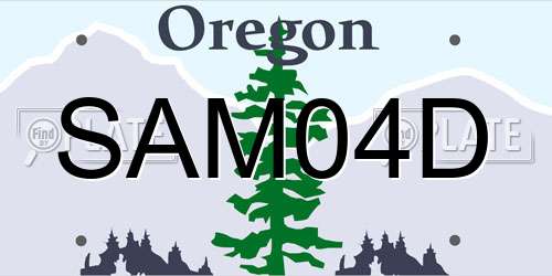 SAM04D Oregon License Plate