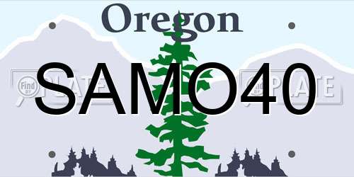 SAMO40 Oregon License Plate
