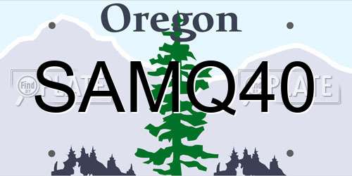 SAMQ40 Oregon License Plate