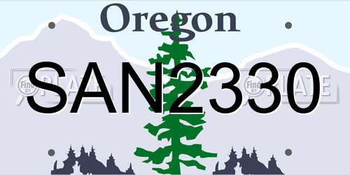 SAN2330 Oregon License Plate