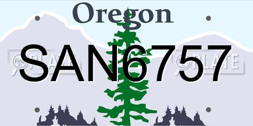 SAN6757 Oregon License Plate
