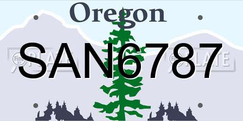 SAN6787 Oregon License Plate