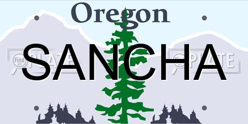 SANCHA Oregon License Plate