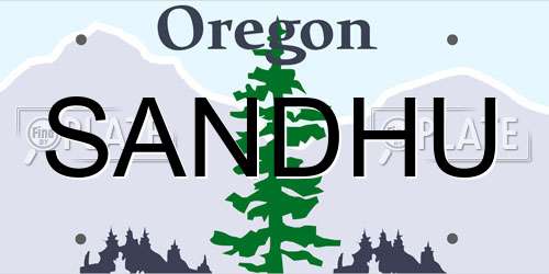 SANDHU Oregon License Plate