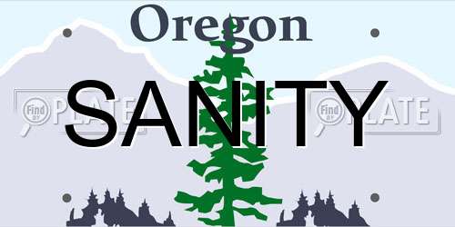 SANITY Oregon License Plate