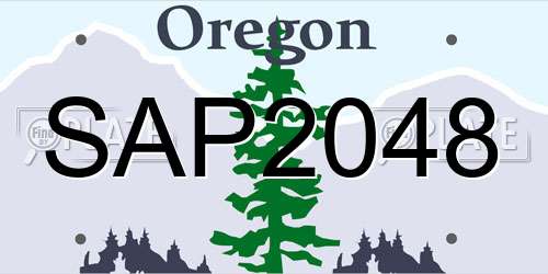 SAP2048 Oregon License Plate