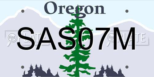 SAS07M Oregon License Plate