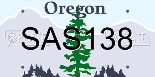 SAS138 Oregon License Plate