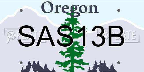 SAS13B Oregon License Plate