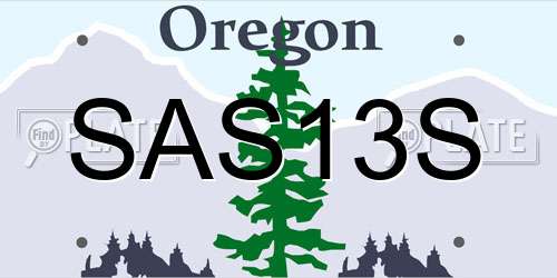 SAS13S Oregon License Plate