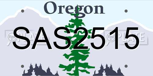 SAS2515 Oregon License Plate