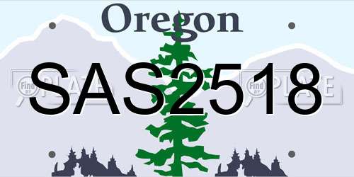 SAS2518 Oregon License Plate