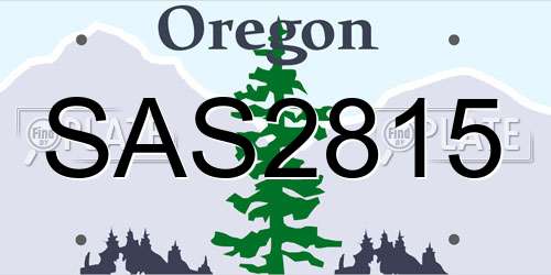 SAS2815 Oregon License Plate