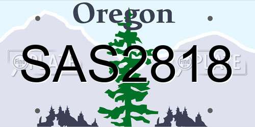 SAS2818 Oregon License Plate