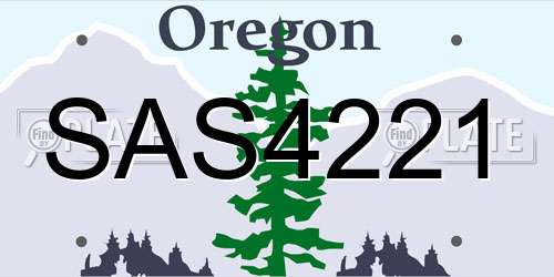 SAS4221 Oregon License Plate