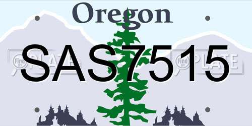 SAS7515 Oregon License Plate