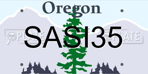 SASI35 Oregon License Plate