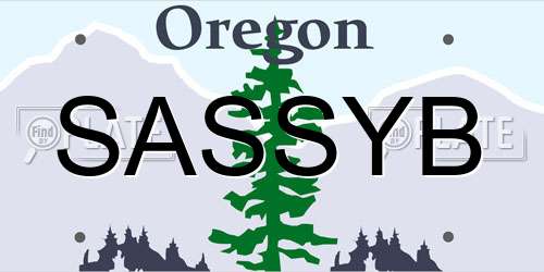SASSYB Oregon License Plate