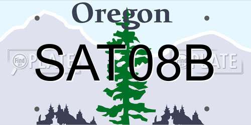 SAT08B Oregon License Plate