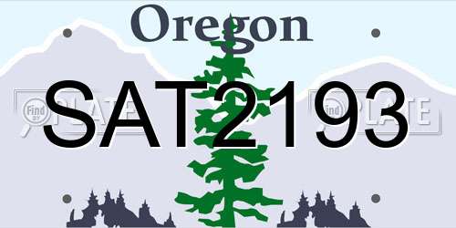 SAT2193 Oregon License Plate