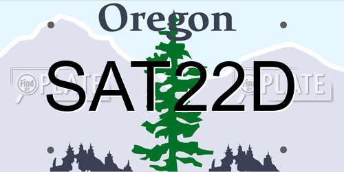 SAT22D Oregon License Plate