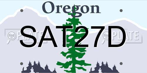 SAT27D Oregon License Plate