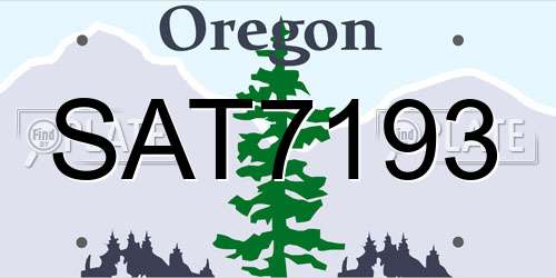 SAT7193 Oregon License Plate