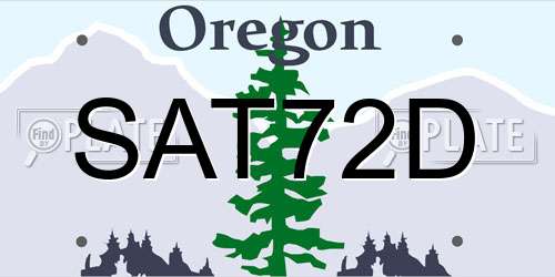 SAT72D Oregon License Plate