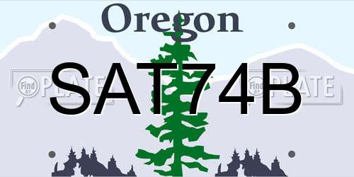 SAT74B Oregon License Plate