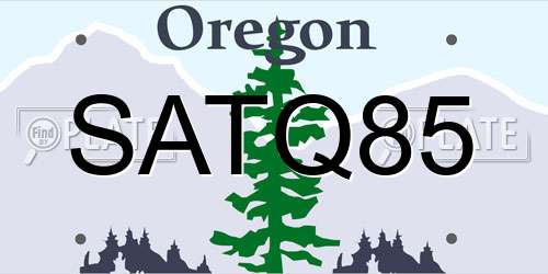 SATQ85 Oregon License Plate
