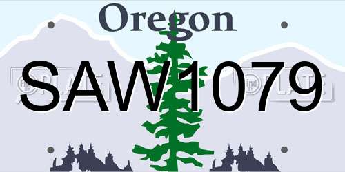 SAW1079 Oregon License Plate