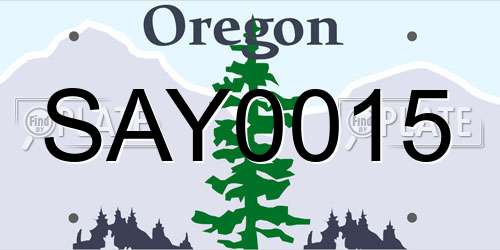 SAY0015 Oregon License Plate