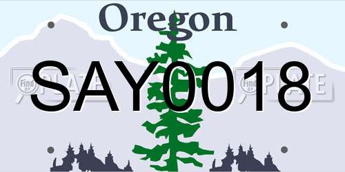 SAY0018 Oregon License Plate